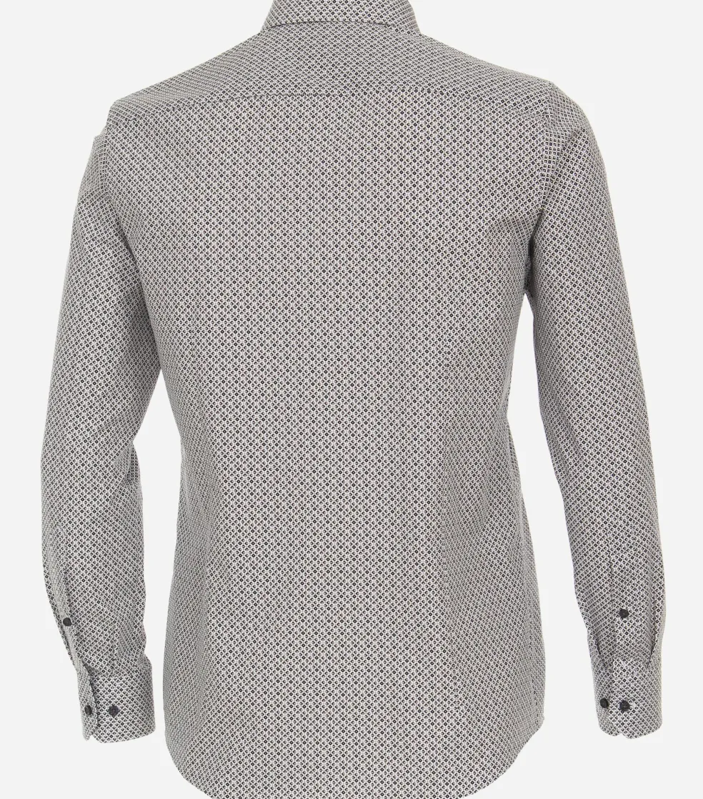 VENTI modern fit overhemd, popeline, bruin dessin