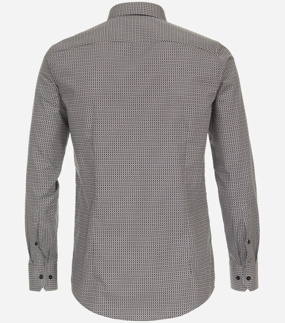 VENTI modern fit overhemd, popeline, bruin dessin