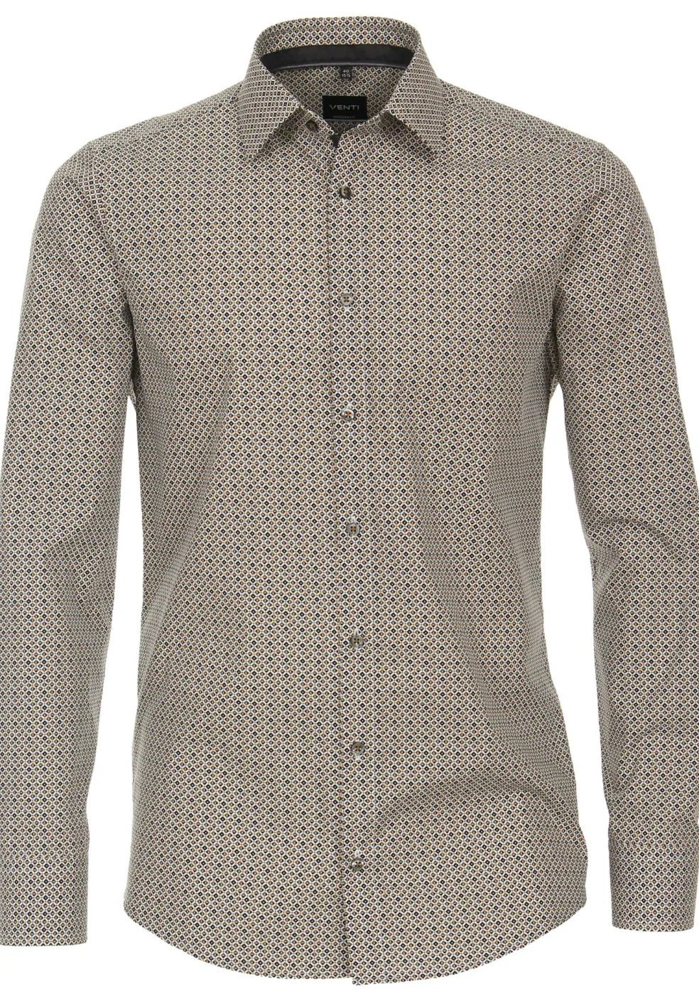 VENTI modern fit overhemd, popeline, geel dessin
