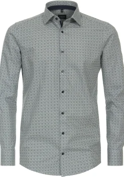 VENTI modern fit overhemd, popeline, groen dessin