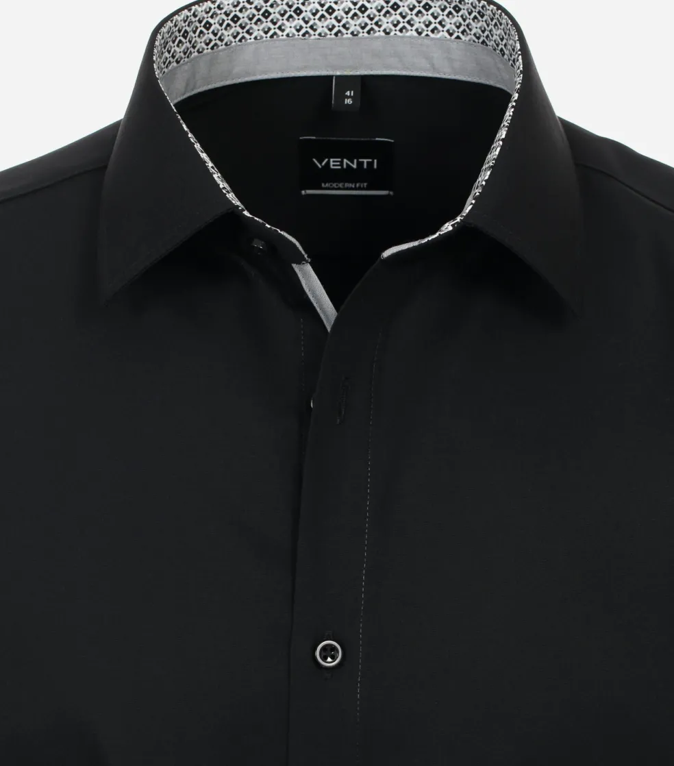 VENTI modern fit overhemd, popeline, zwart