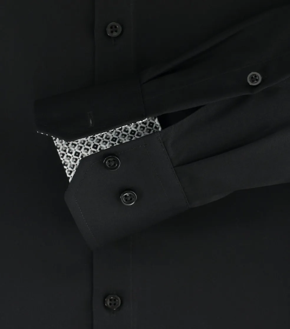 VENTI modern fit overhemd, popeline, zwart