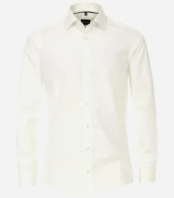 VENTI modern fit overhemd, popeline, beige met dubbele manchet