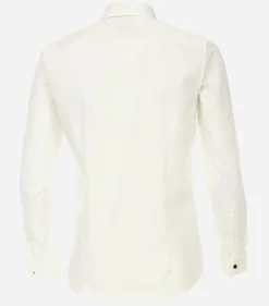VENTI modern fit overhemd, popeline, beige met dubbele manchet