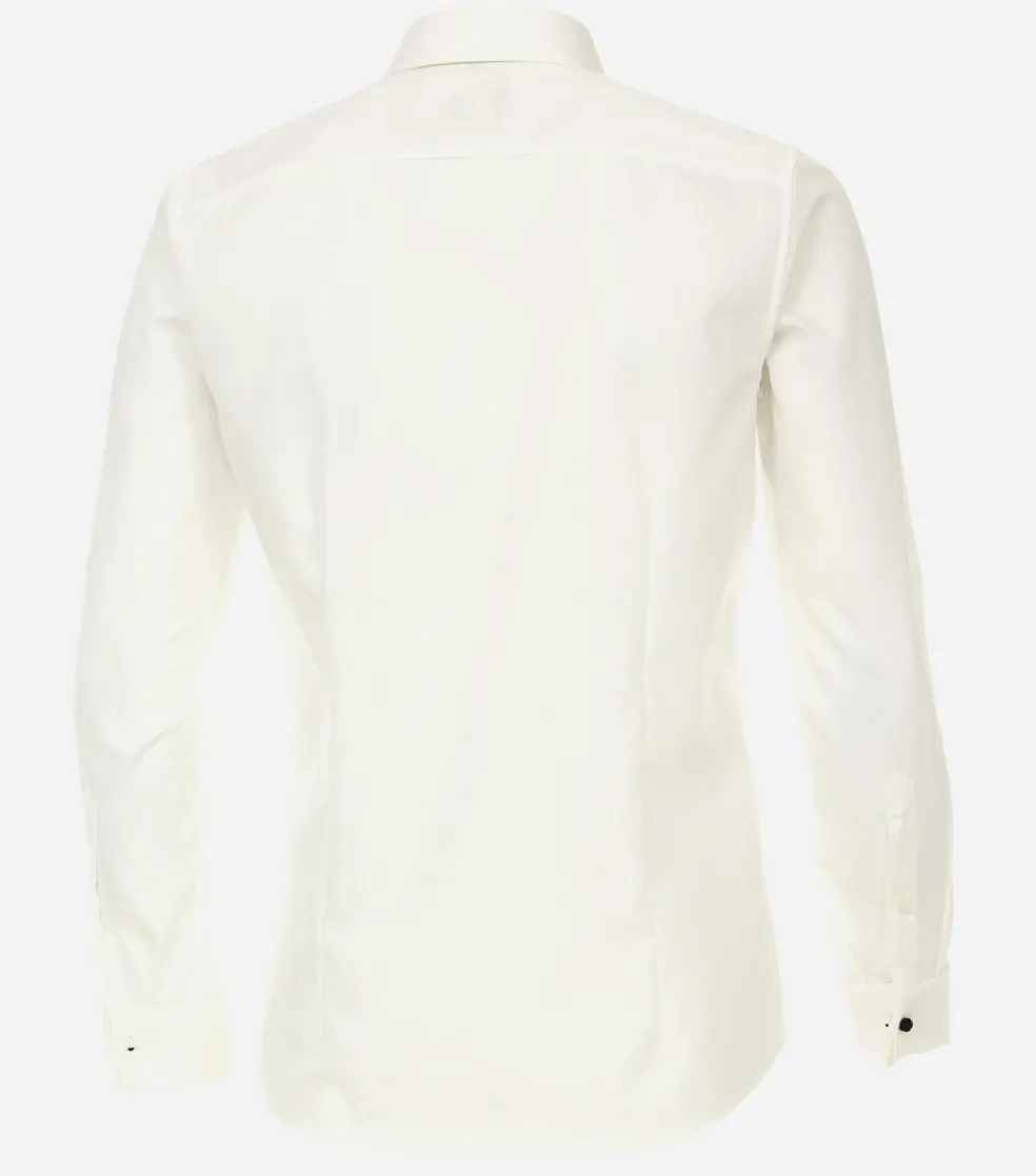 VENTI modern fit overhemd, popeline, beige met dubbele manchet
