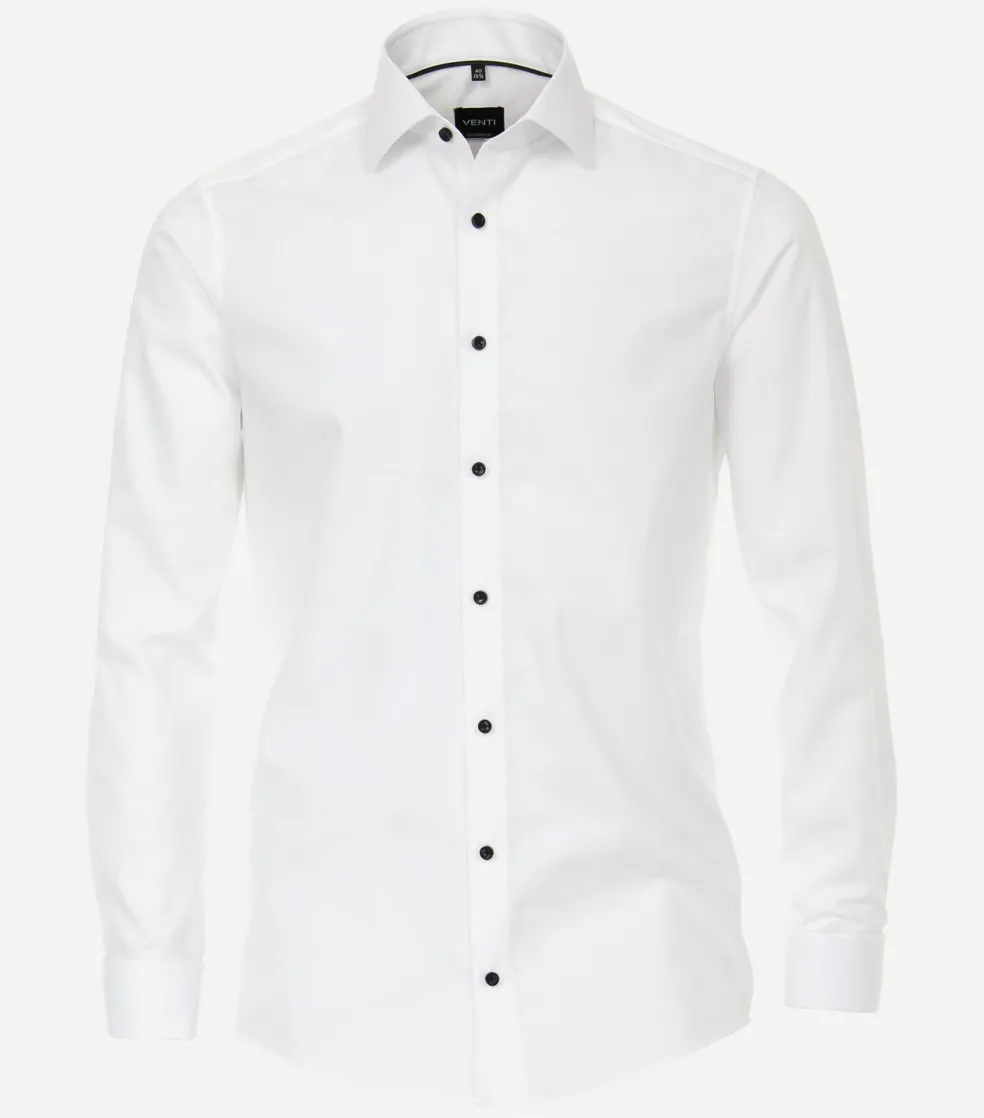 VENTI modern fit overhemd, popeline, wit met dubbele manchet