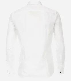 VENTI modern fit overhemd, popeline, wit met dubbele manchet