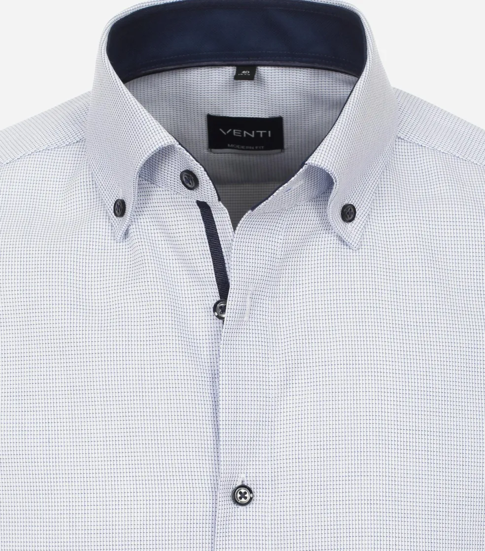 VENTI modern fit overhemd, structuur, blauw
