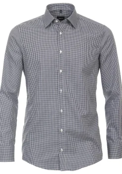 VENTI modern fit overhemd, twill, blauw met wit geruit
