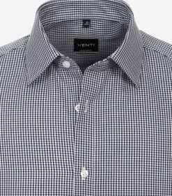 VENTI modern fit overhemd, twill, blauw met wit geruit