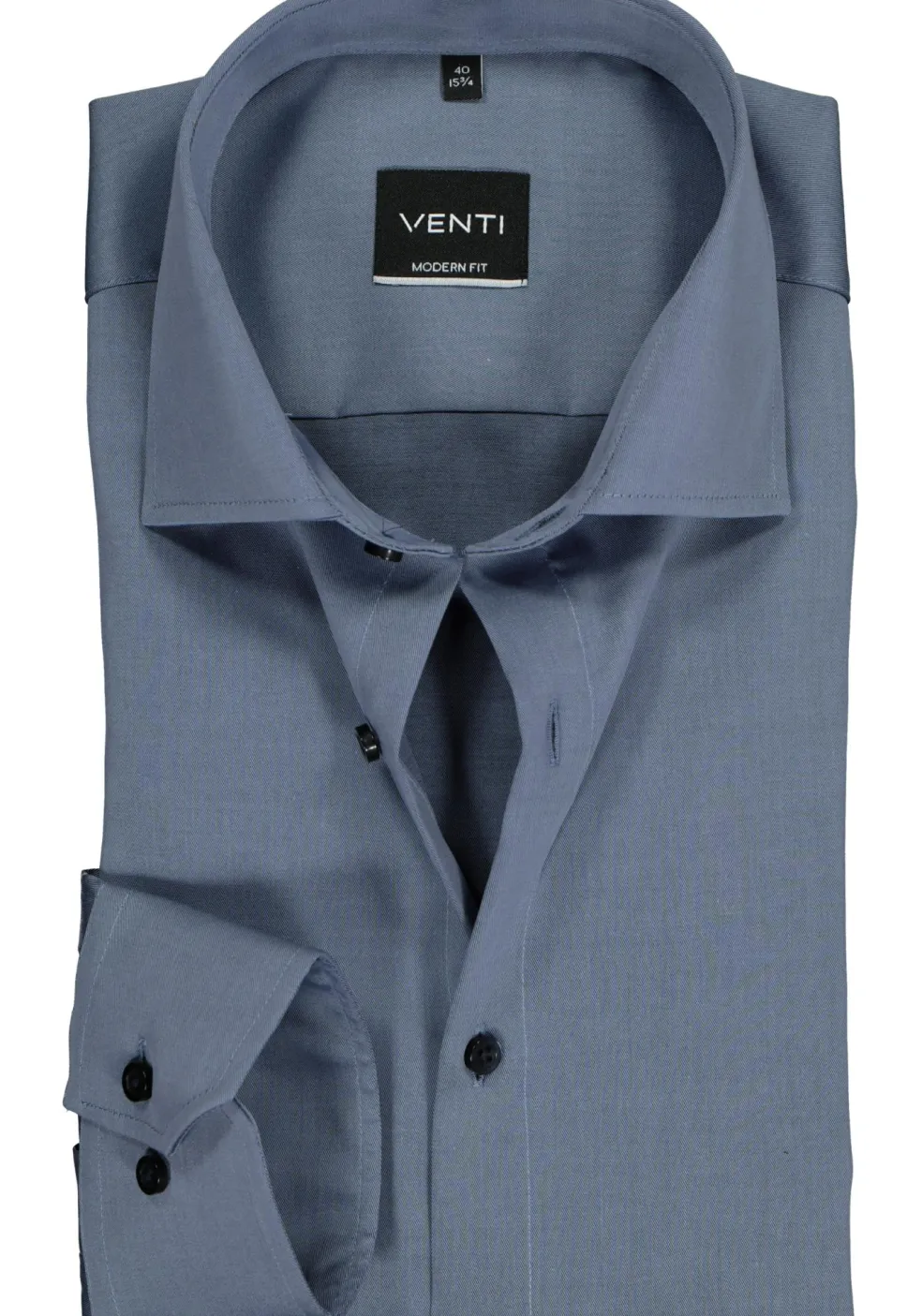 VENTI modern fit overhemd, twill, grijsblauw