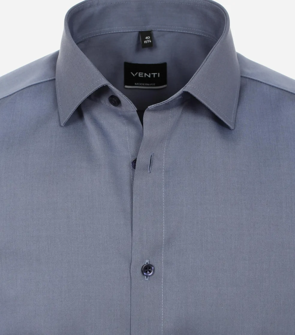 VENTI modern fit overhemd, twill, grijsblauw