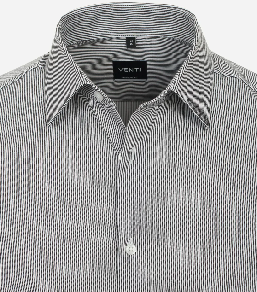 VENTI modern fit overhemd, twill, zwart gestreept