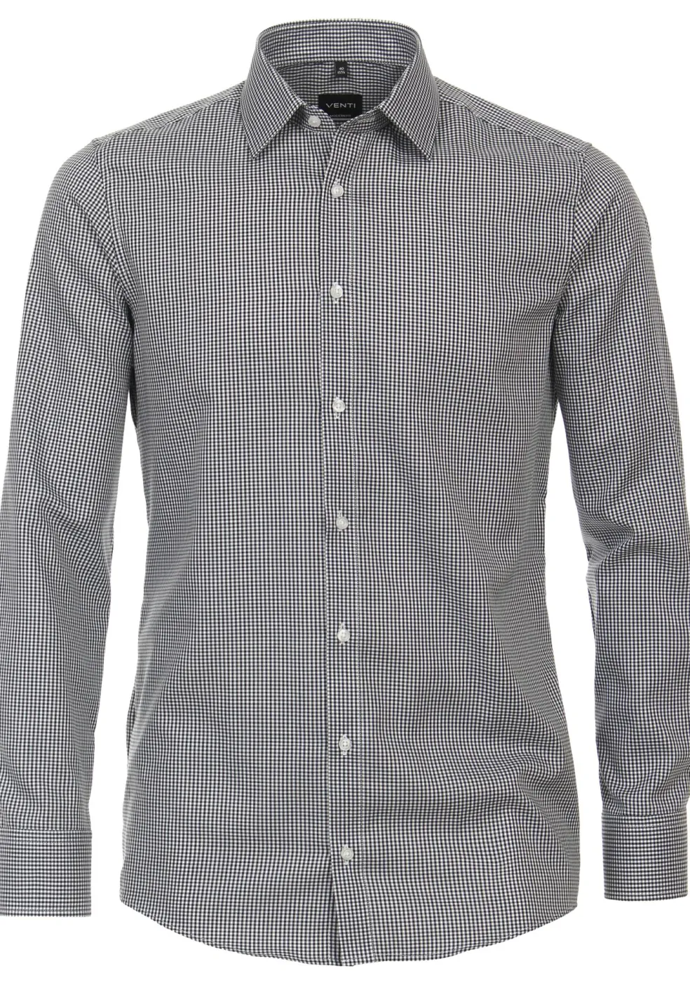 VENTI modern fit overhemd, twill, zwart met wit geruit
