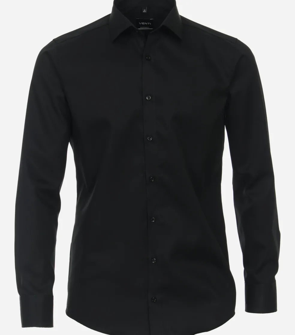 VENTI modern fit overhemd, twill, zwart