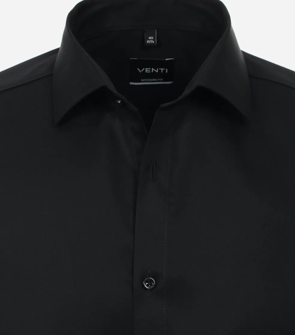 VENTI modern fit overhemd, twill, zwart