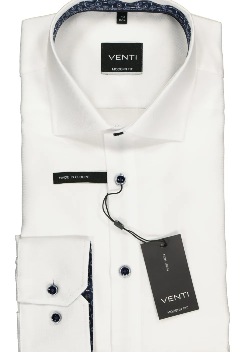 VENTI modern fit overhemd, wit structuur (contrast)
