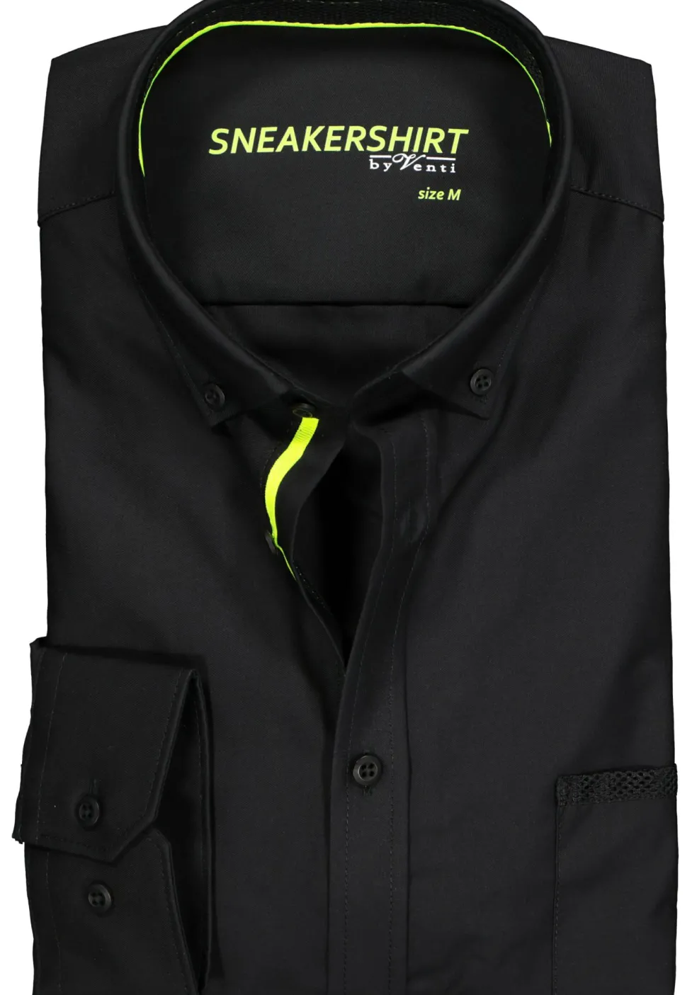 VENTI modern fit overhemd, zwart (neon contrast)