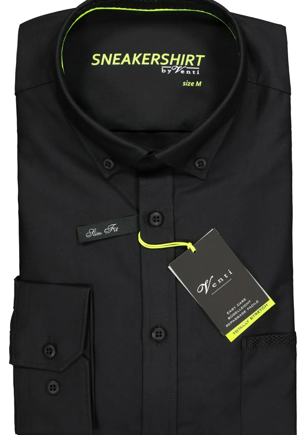VENTI modern fit overhemd, zwart (neon contrast)