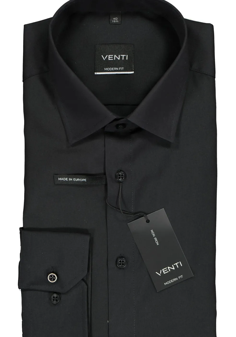 VENTI modern fit overhemd, zwart