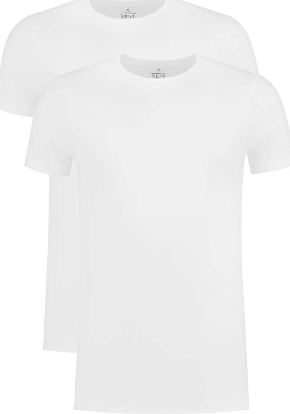VENT strak model T-shirt O-hals (2-pack), wit